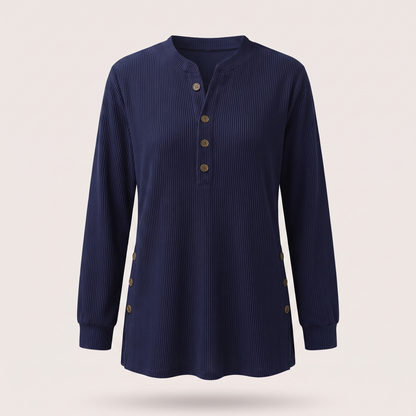 Celine Soft Collar Blouse - Navy