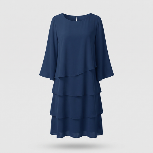 Charlotte Ruffle Dress - Navy Blue