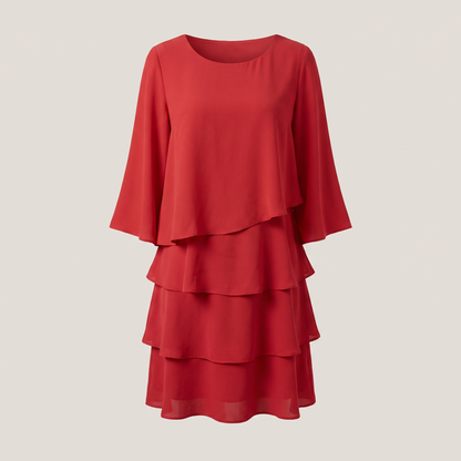 Charlotte Ruffle Dress - Red