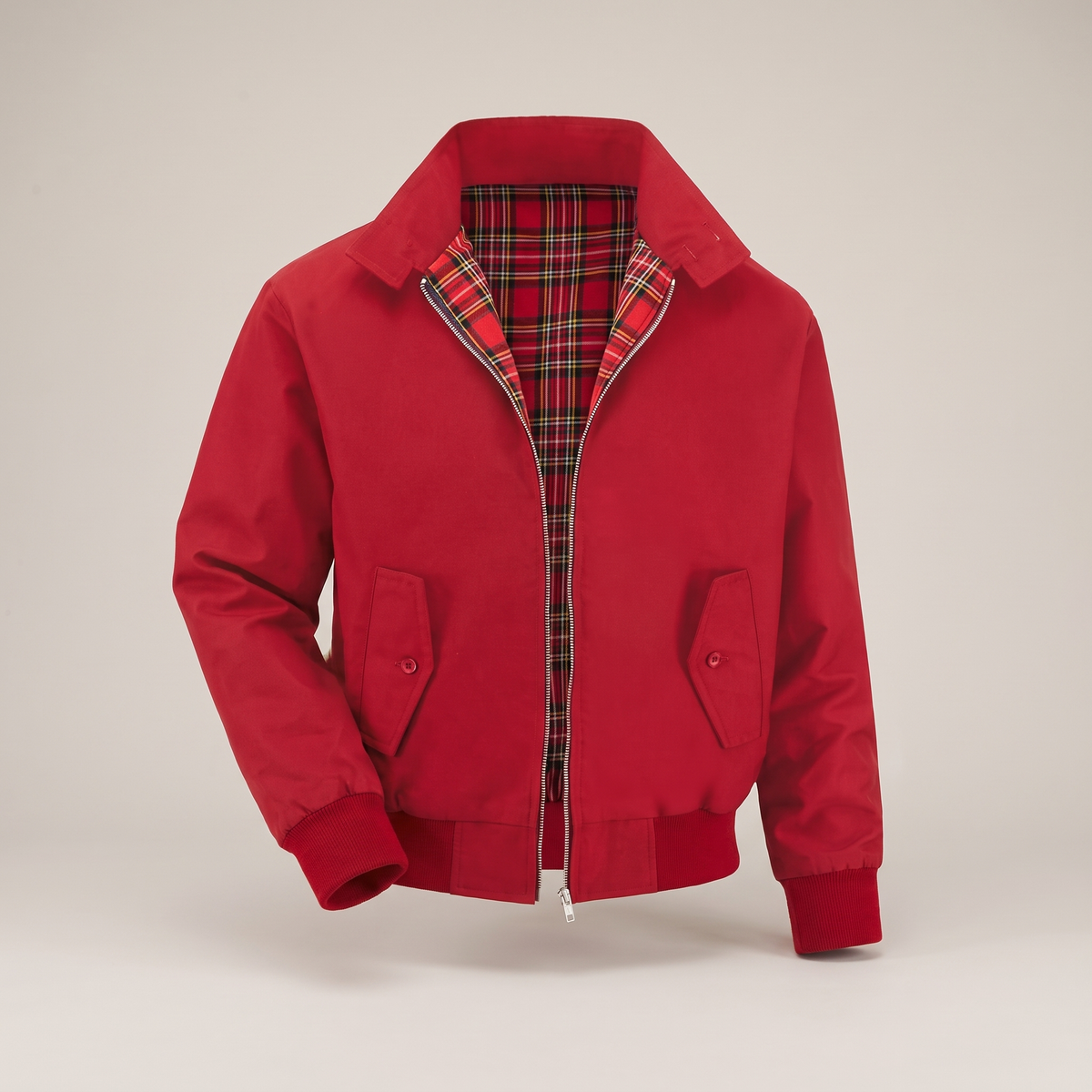 Check Lined Zip Jacket - Red