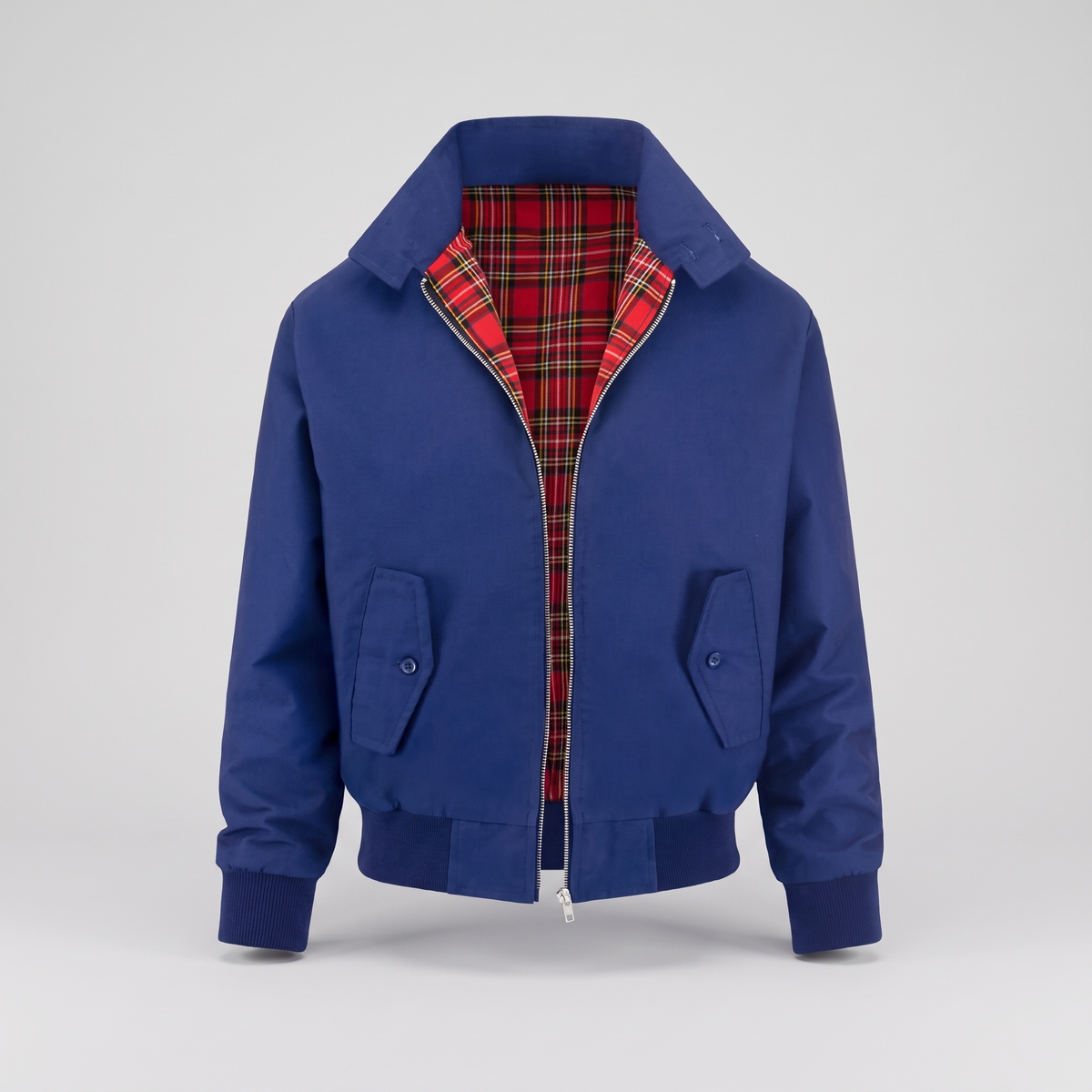 Check Lined Zip Jacket - Royal Blue