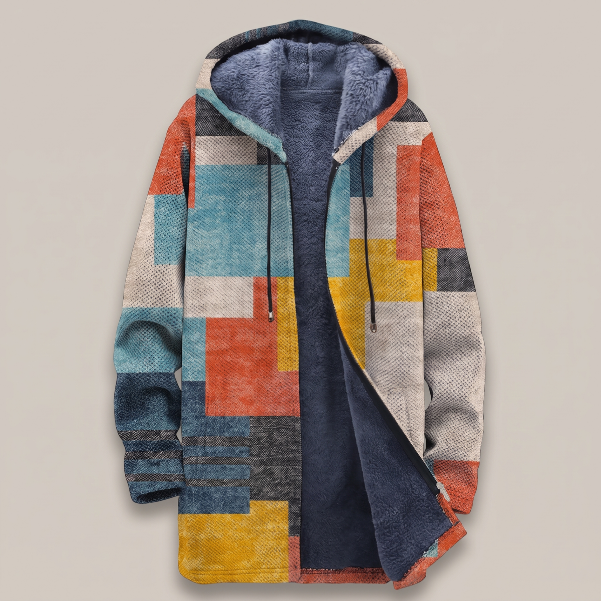 Check Patch Utility Shirt Jacket - Teel Orange Print