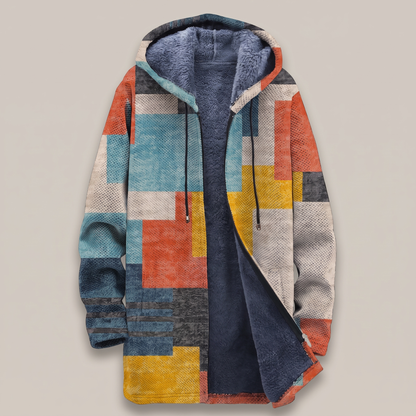 Check Patch Utility Shirt Jacket - Teel Orange Print
