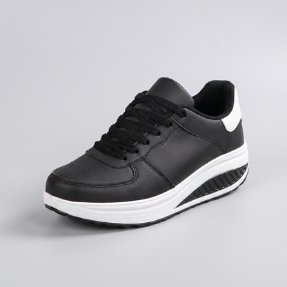 Chloe Lace-Up Sneakers - Black and White