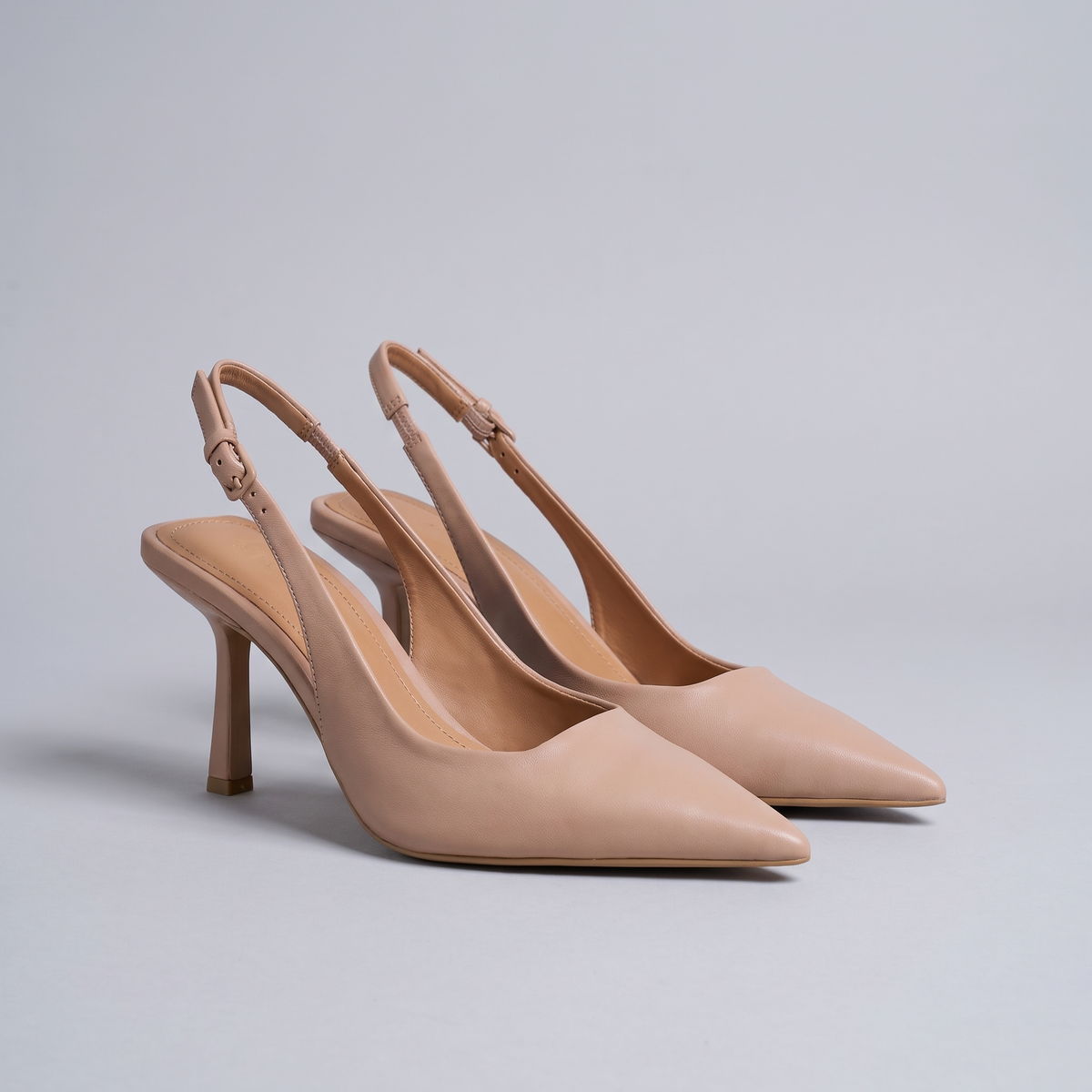 Clara Comfort Heels - Beige Leather-Look