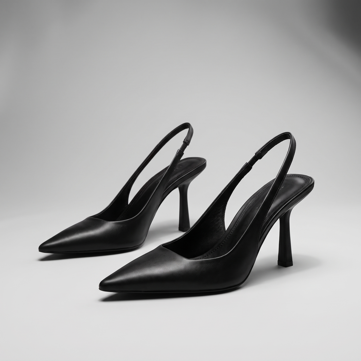 Clara Comfort Heels - Black Leather-Look