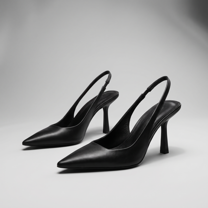 Clara Comfort Heels - Black Leather-Look