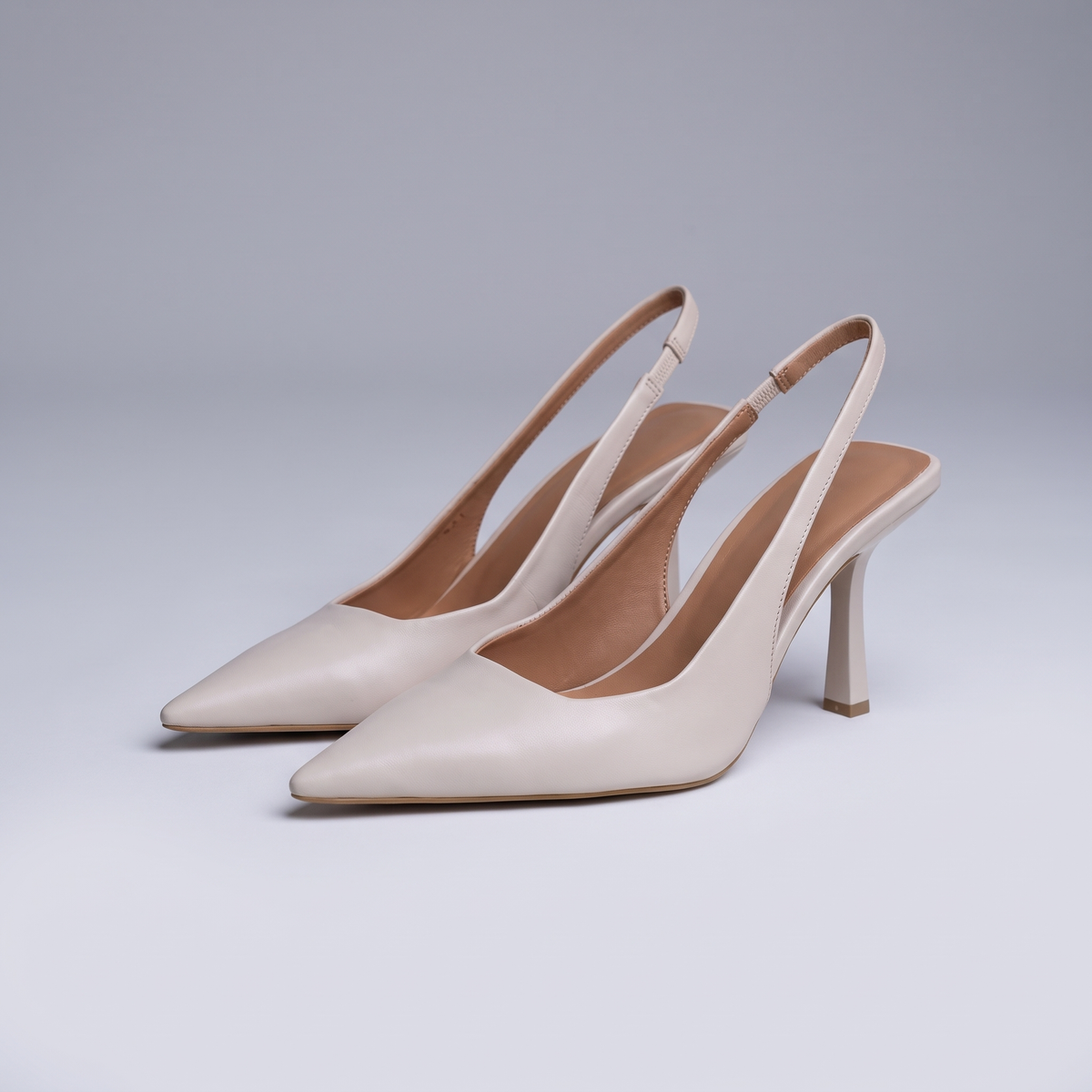 Clara Comfort Heels - White Leather-Look