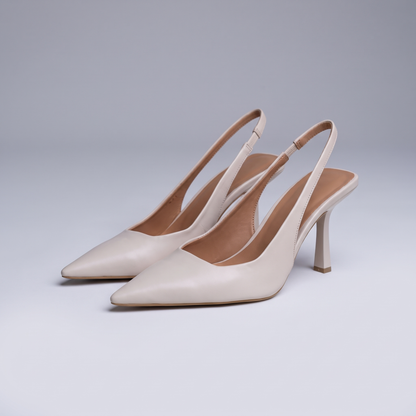 Clara Comfort Heels - White Leather-Look