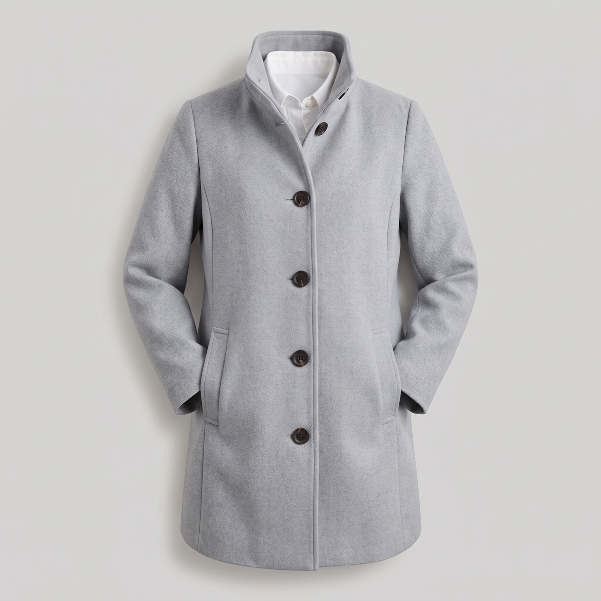 Clara Heritage Wool Coat - Silver
