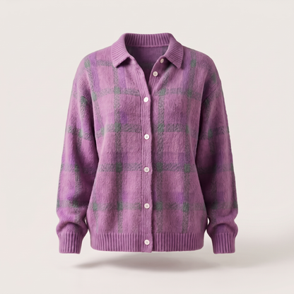 Clara Sage Plaid Cardigan - Light Purple