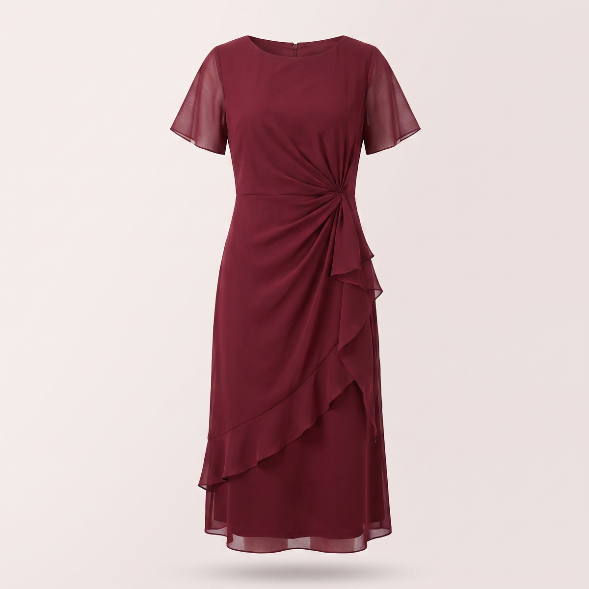 Clarisse Soft Flow Waist Dress - Burgundy