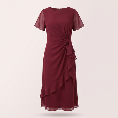 Clarisse Soft Flow Waist Dress - Burgundy