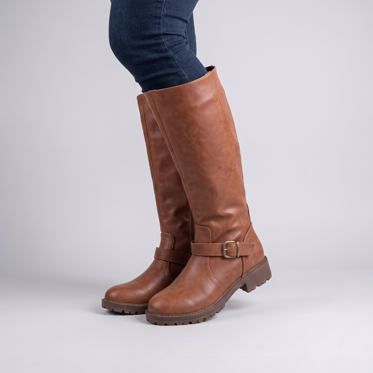 Classic Buckle Knee High Boots