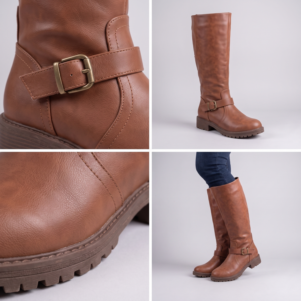 Classic Buckle Knee High Boots