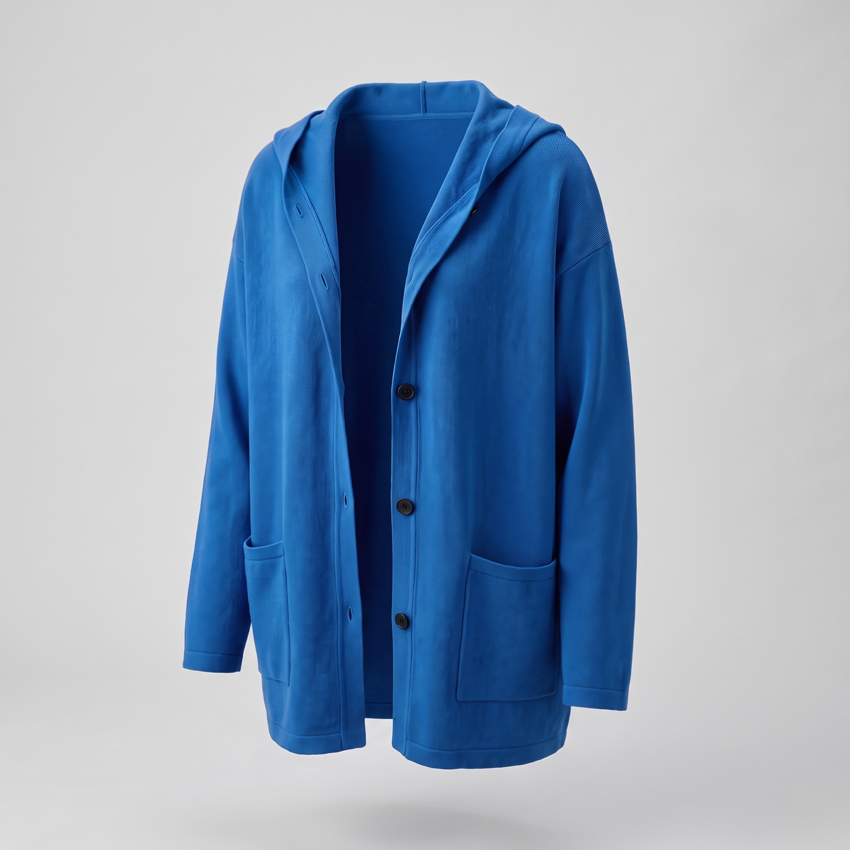 Classic Hooded Button Coat - Blue