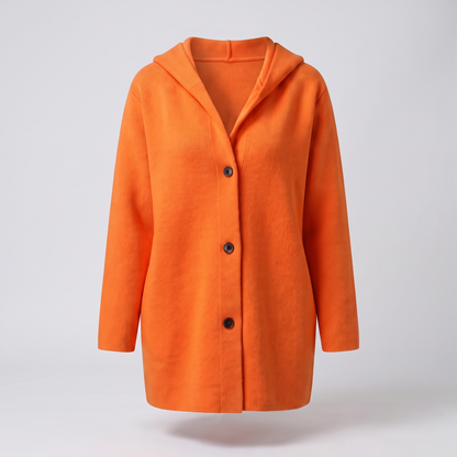 Classic Hooded Button Coat - Orange