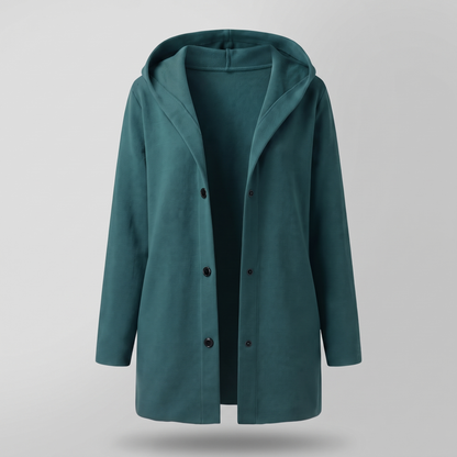 Classic Hooded Button Coat - Peacock Green
