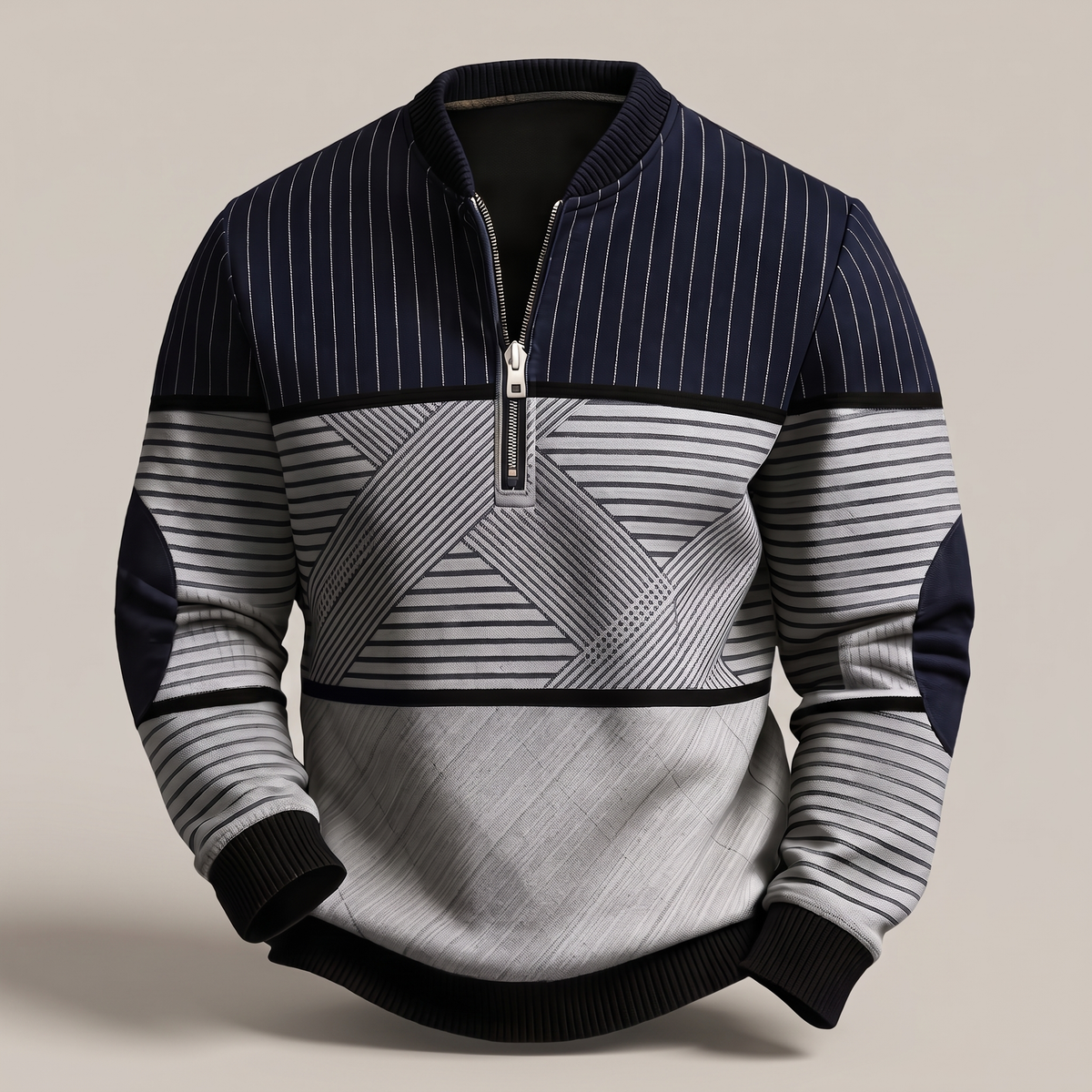 Classic Layer Half Zip Sweater - Black