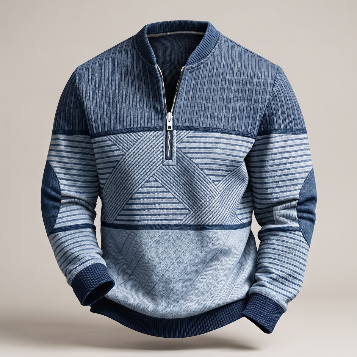 Classic Layer Half Zip Sweater - Blue