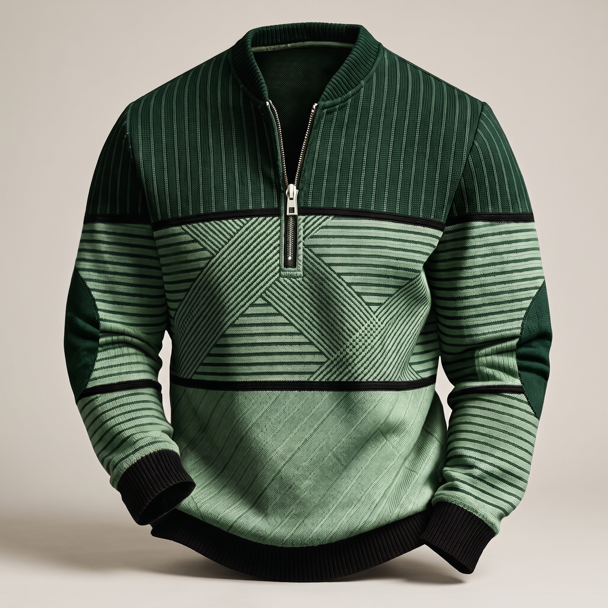 Classic Layer Half Zip Sweater - Green