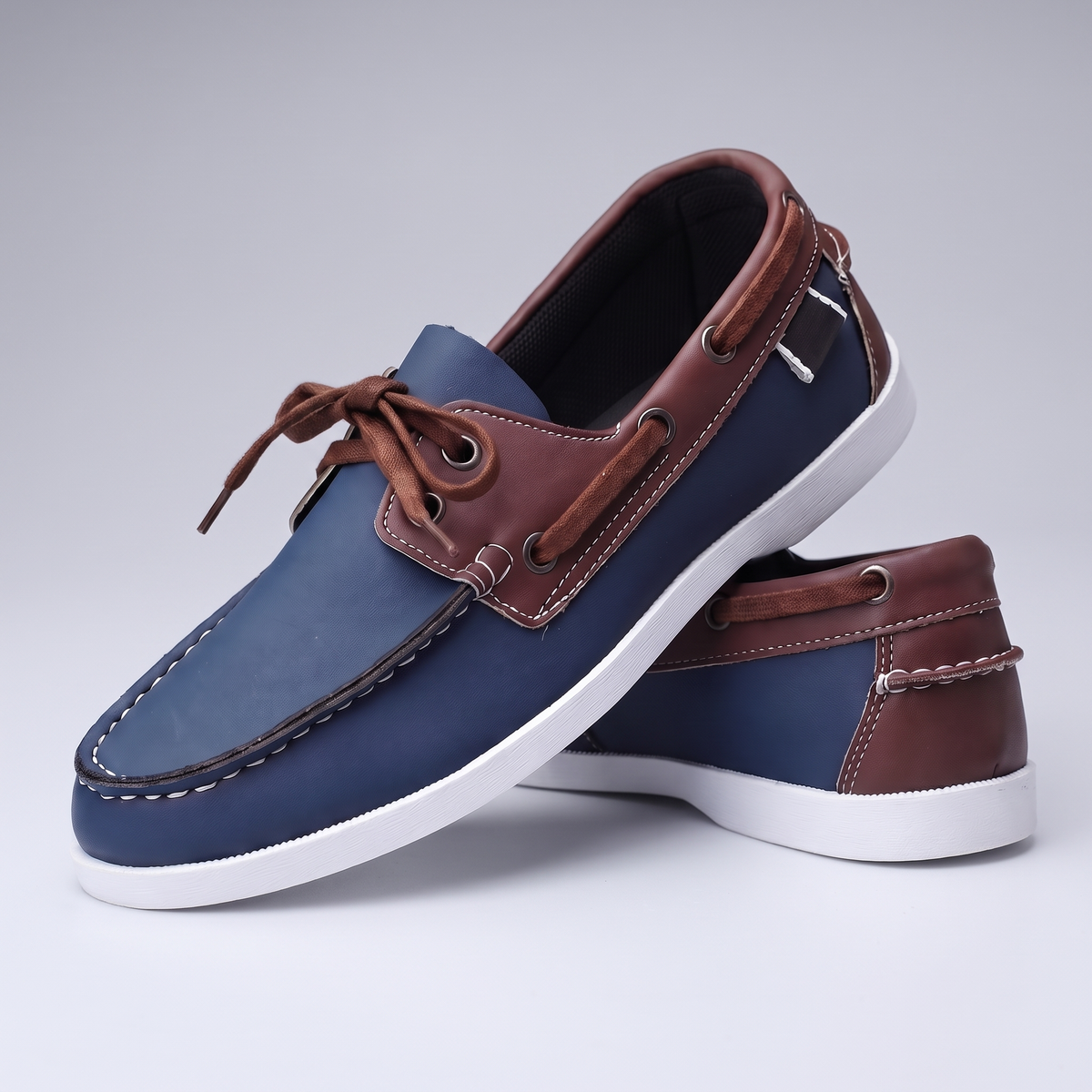 Classic Leather-Look Boat Shoes - Blue