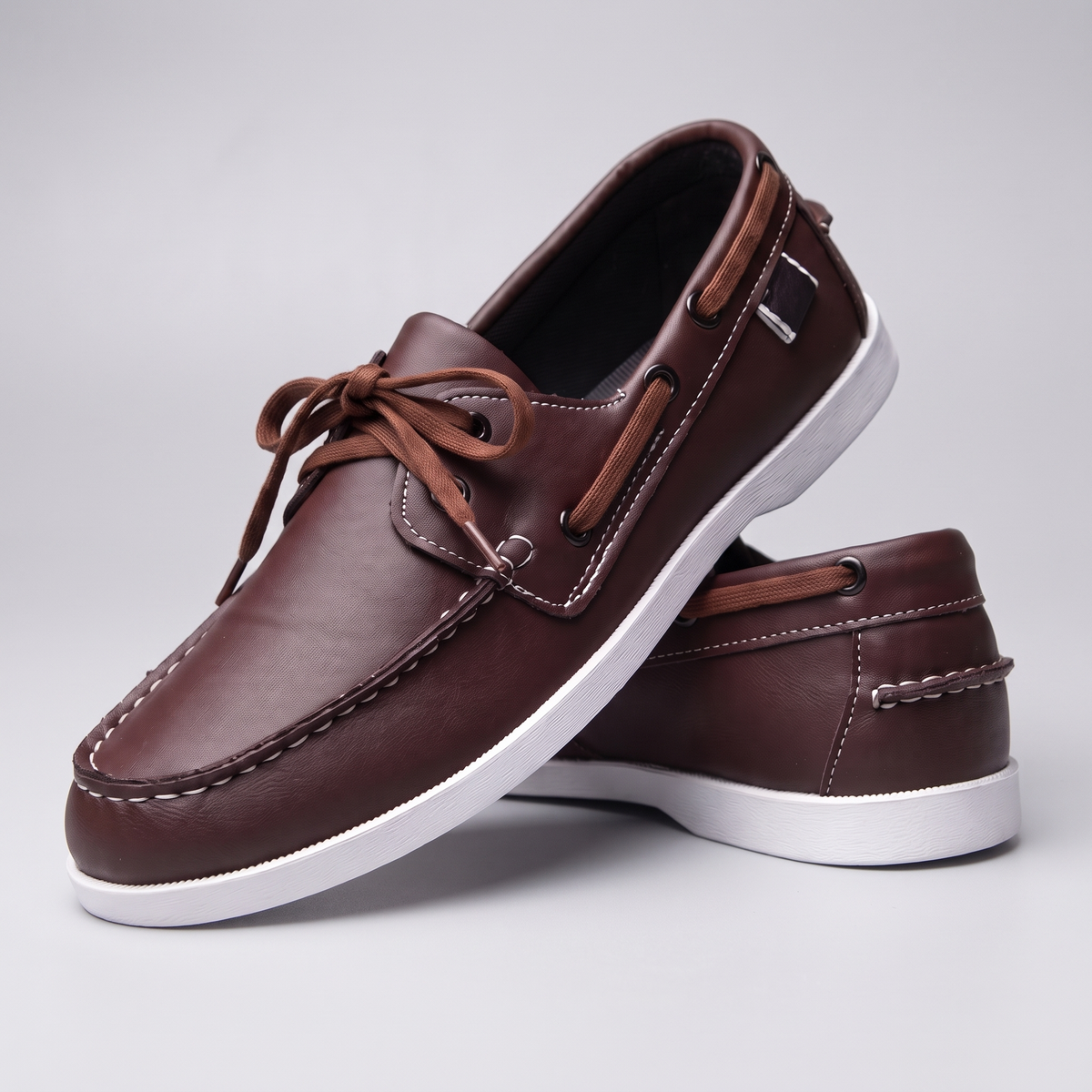 Classic Leather-Look Boat Shoes - Brown