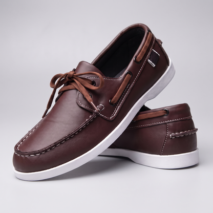 Classic Leather-Look Boat Shoes - Brown