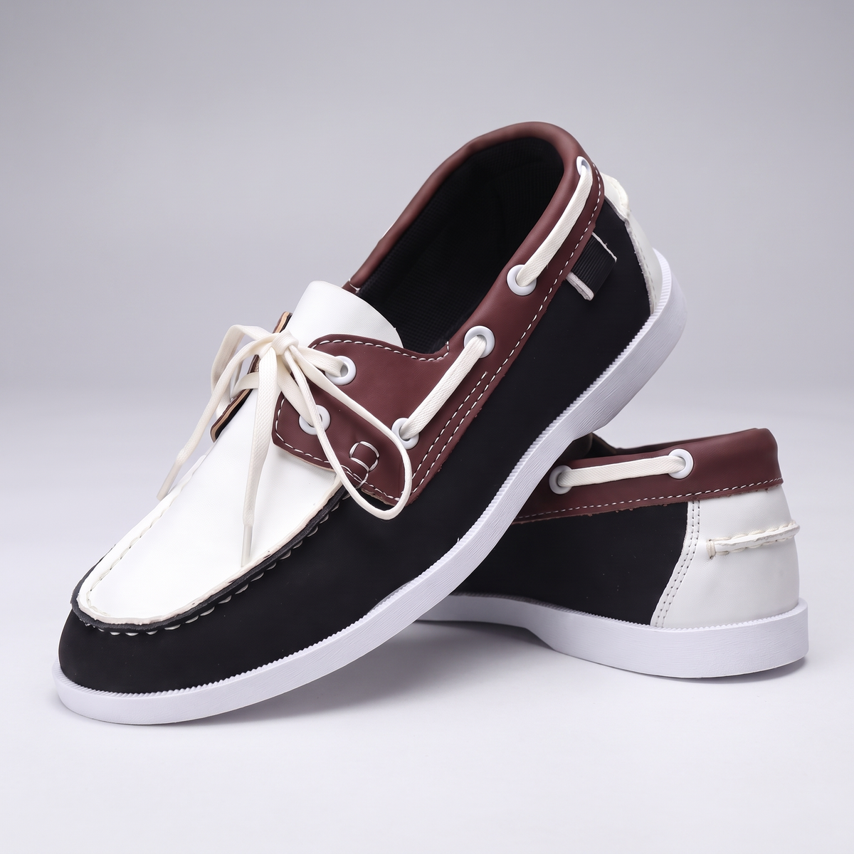 Classic Leather-Look Boat Shoes - White