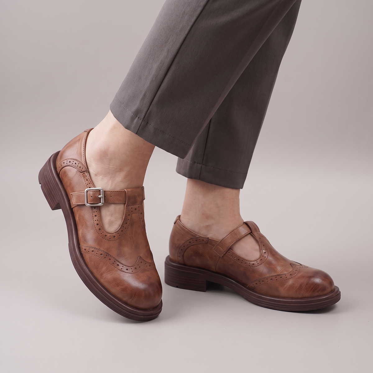Classic Leather-Look Buckle Loafers