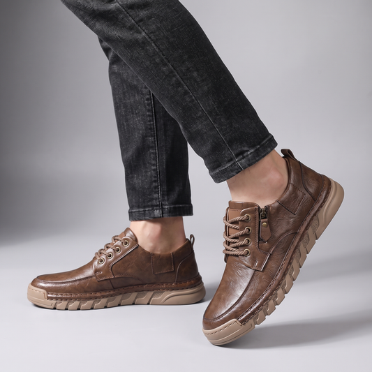 Classic Leather-Look Casual Trainers