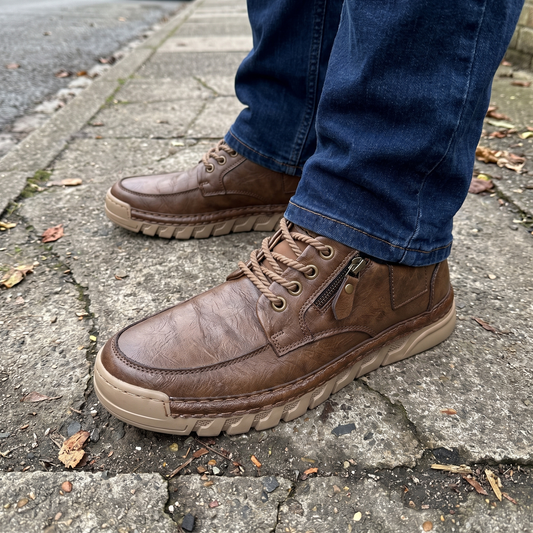 Classic Leather-Look Casual Trainers