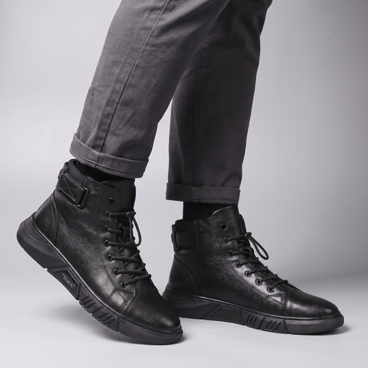 Classic Leather-Look High Top Boots