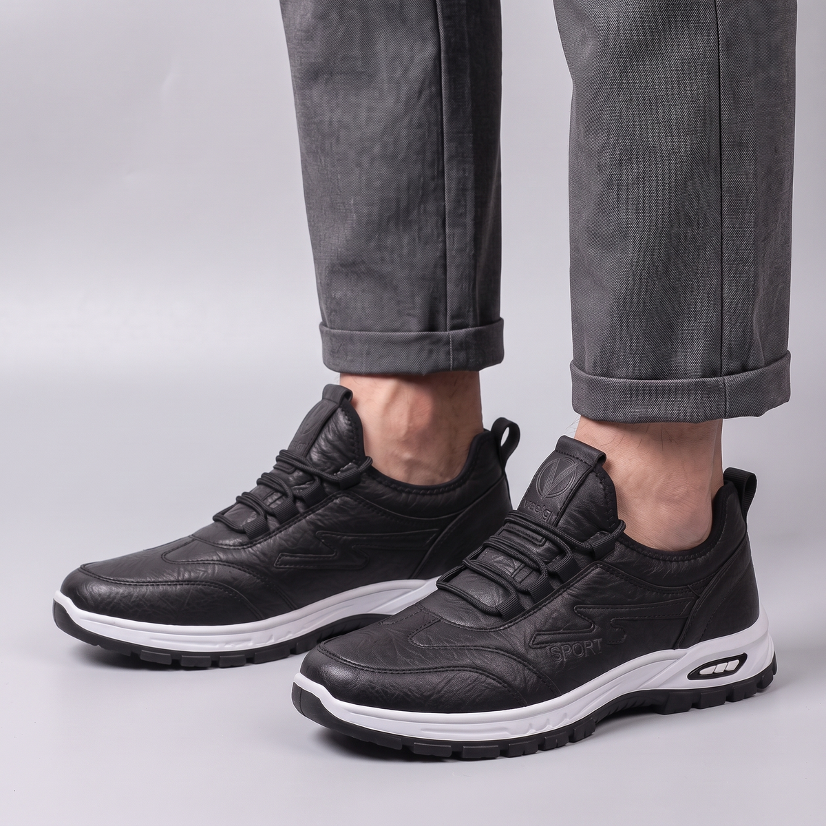 Classic Leather-Look Support Shoes