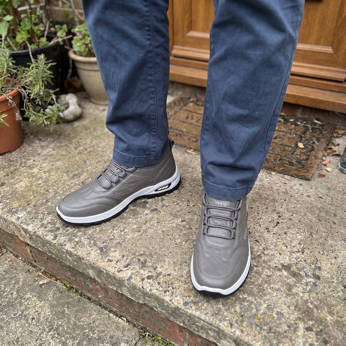 Classic Leather-Look Support Shoes