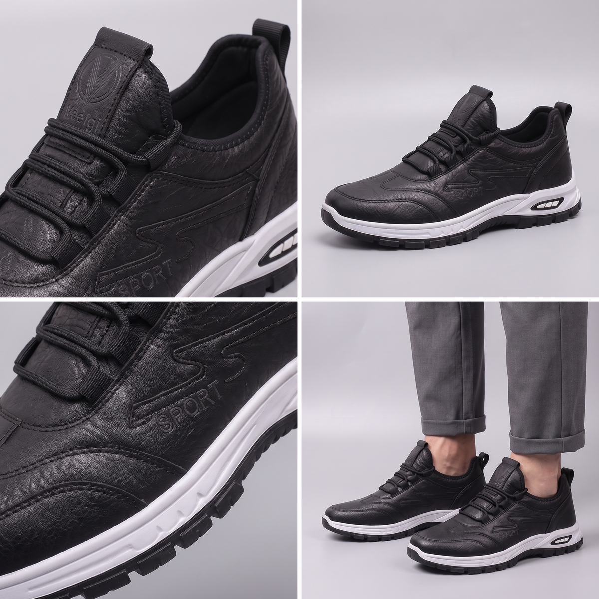 Classic Leather-Look Support Shoes