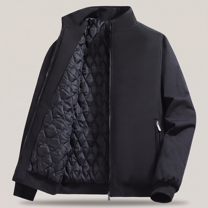 Classic Quilted Bomber Jacket - Black Cotton Lined