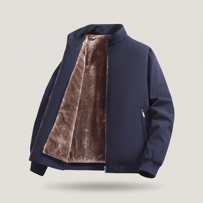 Classic Quilted Bomber Jacket - Darkblue Fleece