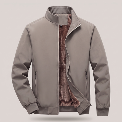 Classic Quilted Bomber Jacket - Khaki Fleece