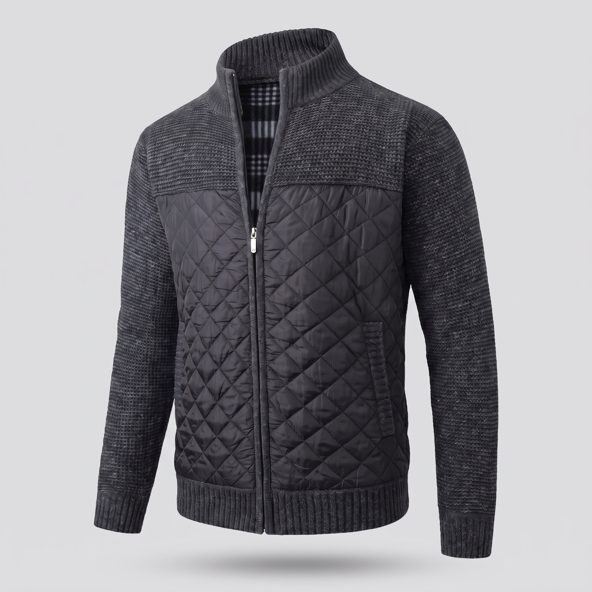 Classic Quilted Knit Jacket - Black