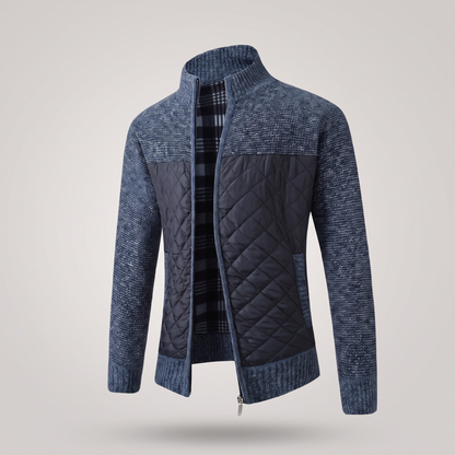 Classic Quilted Knit Jacket - Blue