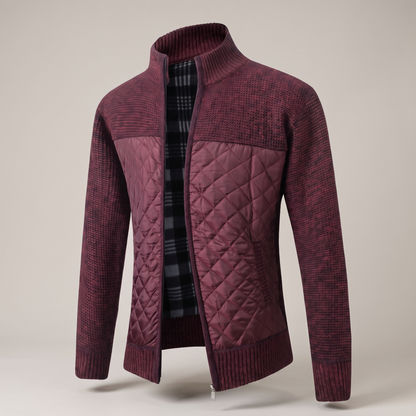 Classic Quilted Knit Jacket - Burgundy