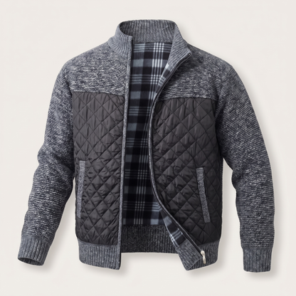 Classic Quilted Knit Jacket - Dark Grey