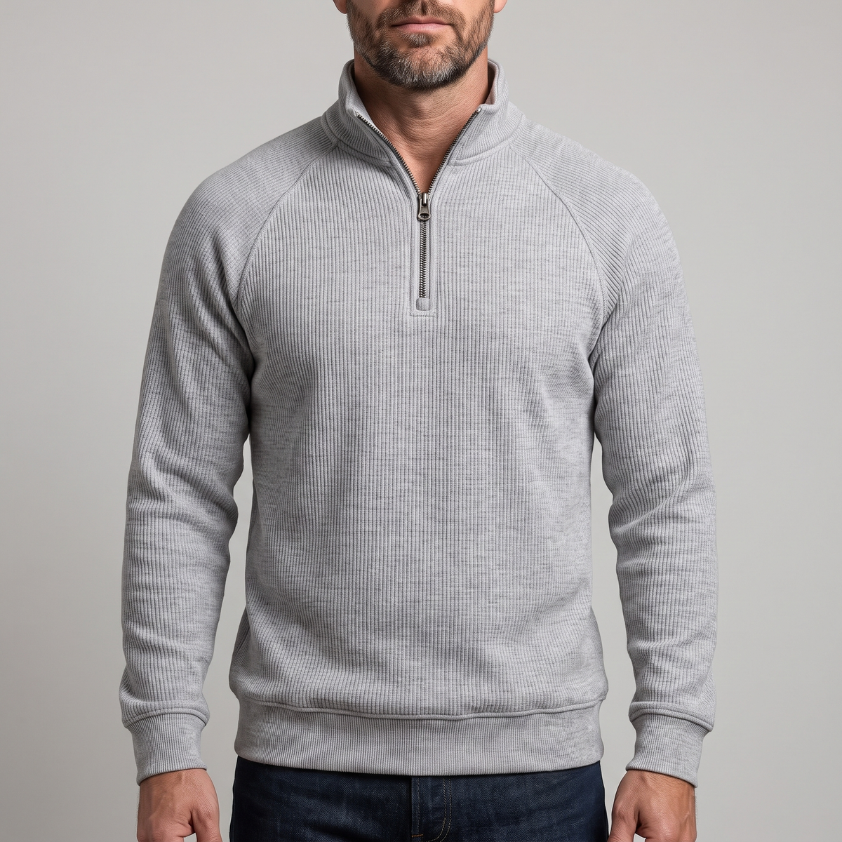 Classic Ribbed Half Zip Jumper