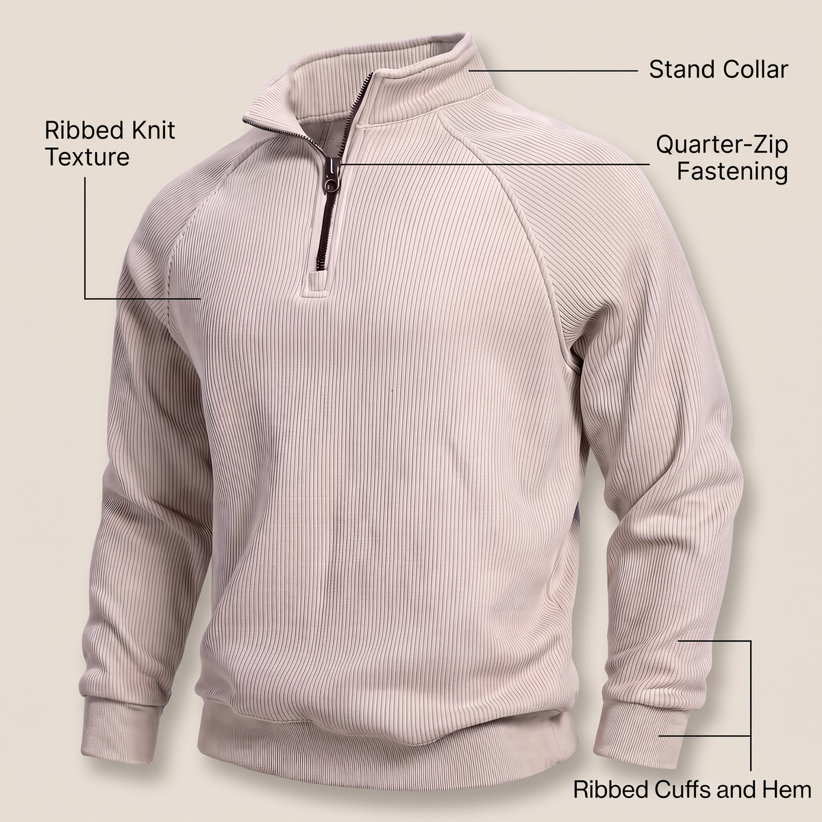 Classic Ribbed Half Zip Jumper