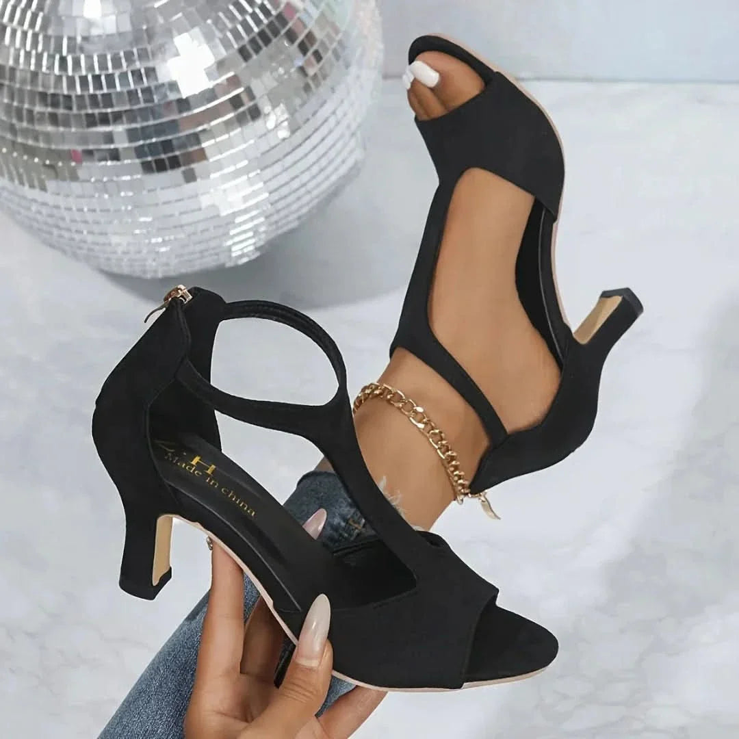Classic Suede-Look Heels - Black