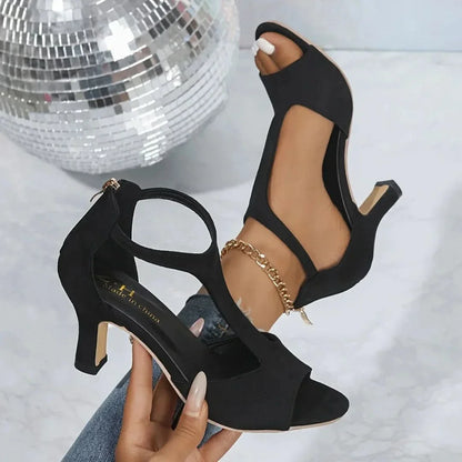 Classic Suede-Look Heels - Black
