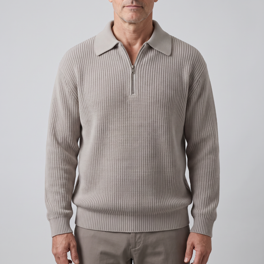 Classic Textured Zip Jumper