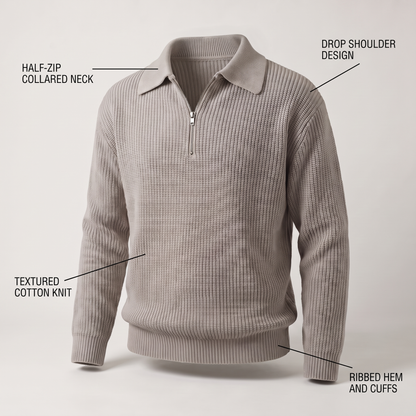 Classic Textured Zip Jumper