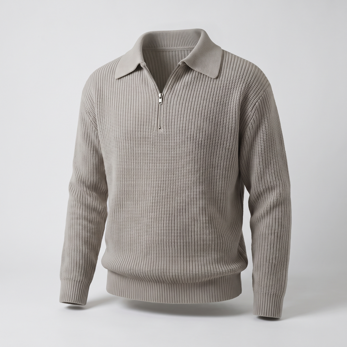 Classic Textured Zip Jumper - Grey